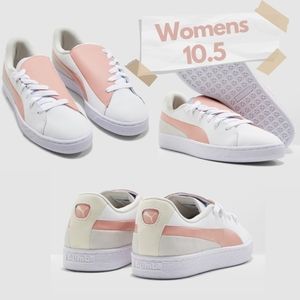 Puma Basket Crush Paris Peach Beige White Leather Women's Size 10.5